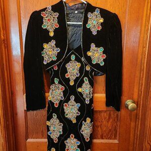 VTG 80s/90s one of a kind Handmade sequin velvet dress Size 0/2